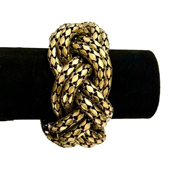 White House Black Market Gold Braided Statement Bracelet - Picture 1 of 6